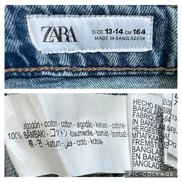 Zara High Waisted baggy fit Denim Jeans Y2k Style Sz 13-14 CM 164 (27x26 Actual) - Picture 12 of 12